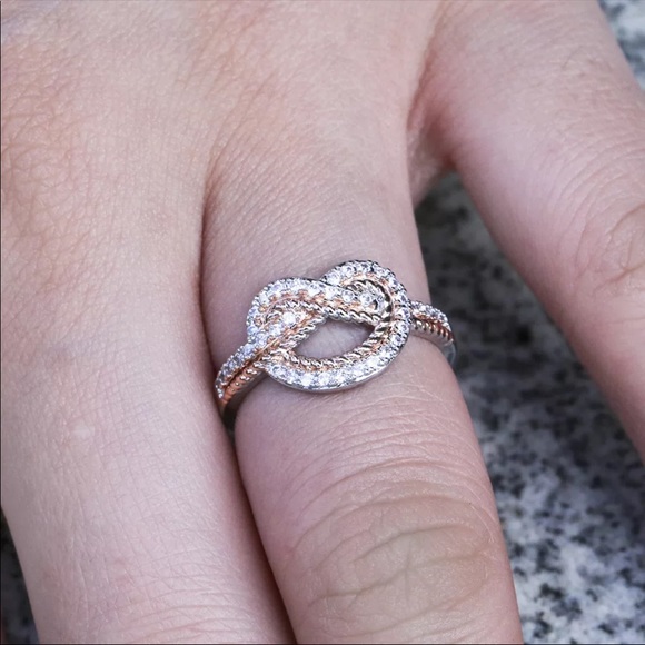 New Eternity Rose Gold Silver Romantic Ring - Picture 5 of 6